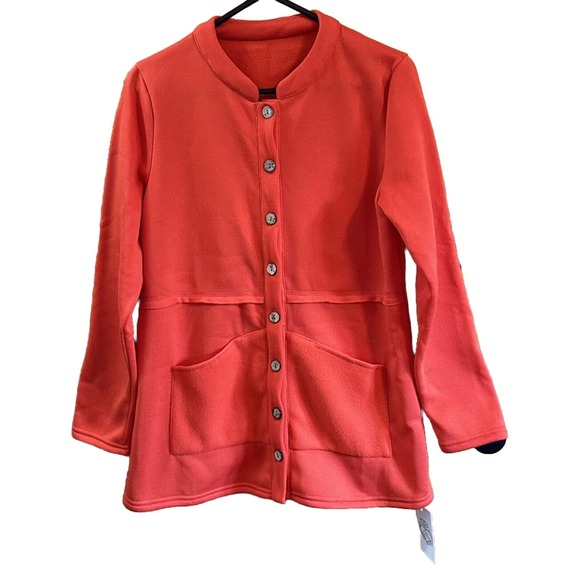 Floral Bloomimg Jackets & Blazers - NWT, Floral Blooming Women’s Sz Medium Red Button Front Jacket w/Pockets